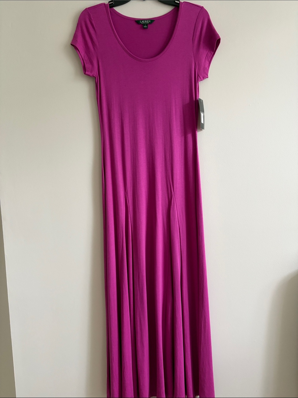 Lauren Ralph Lauren Magenta Scoop-Neck Maxi Dress